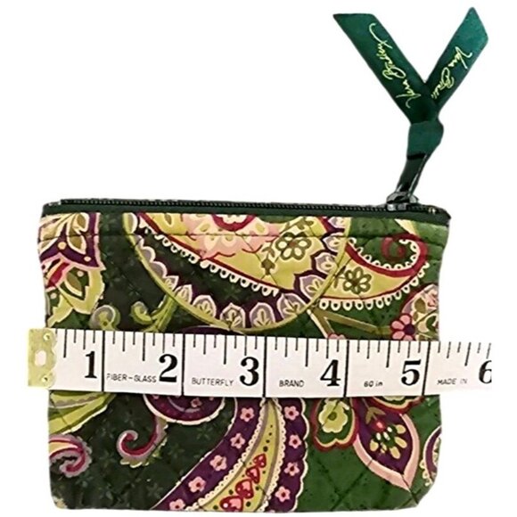 Vera Bradley Green Paisley Quilted Fabric Small Zip Pouch Wristlet - Picture 4 of 4